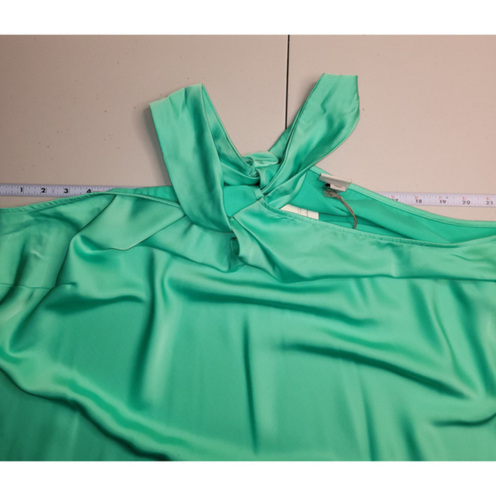 Women Halter Satin‎ Slip Dress Midi Size 2XL Aqua Green Event Cocktail Plus Size - Picture 6 of 9